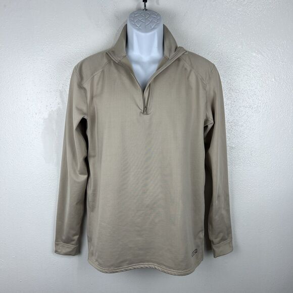 XGO Pullover Men Medium Beige Sweater 3/4 Zip UPF 50 Long Sleeve Fleece Lined - Picture 11 of 12